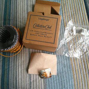 Longaberger Mini J.W. C.C.Bankers  basket Box, Liner,Protector,Certificate&lid
